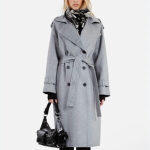 THE KOOPLES Light Grey Manteau Hiver Trench Style Coat.